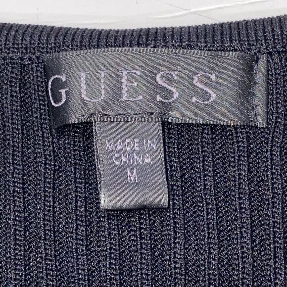 Guess Kaylee Black Square Neck Ribbed Bodysuit With Hook & Eye Front V-Neck M - Picture 10 of 16